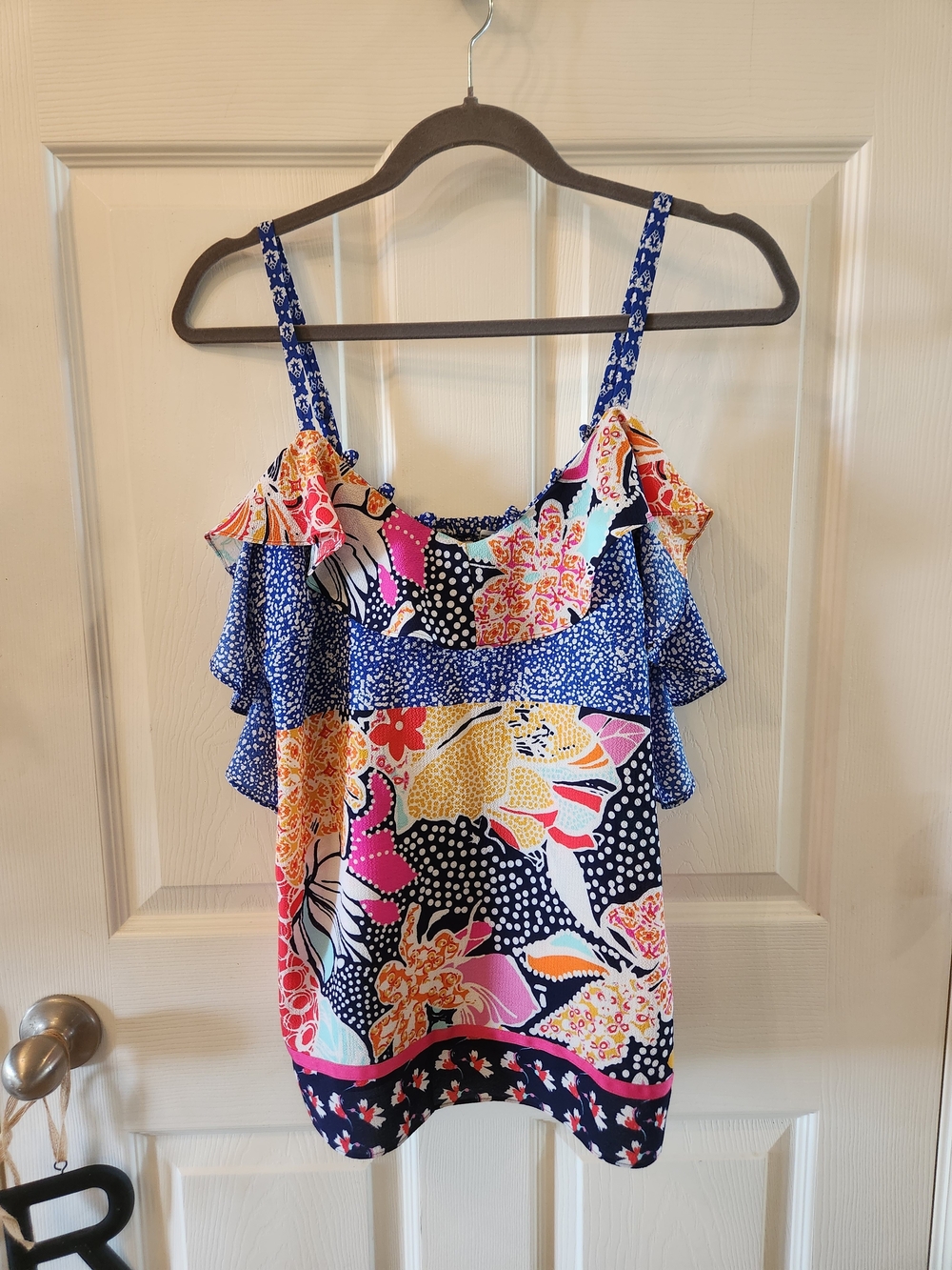 NY Collection Colourful Festival Floral Tank Top, Size XS